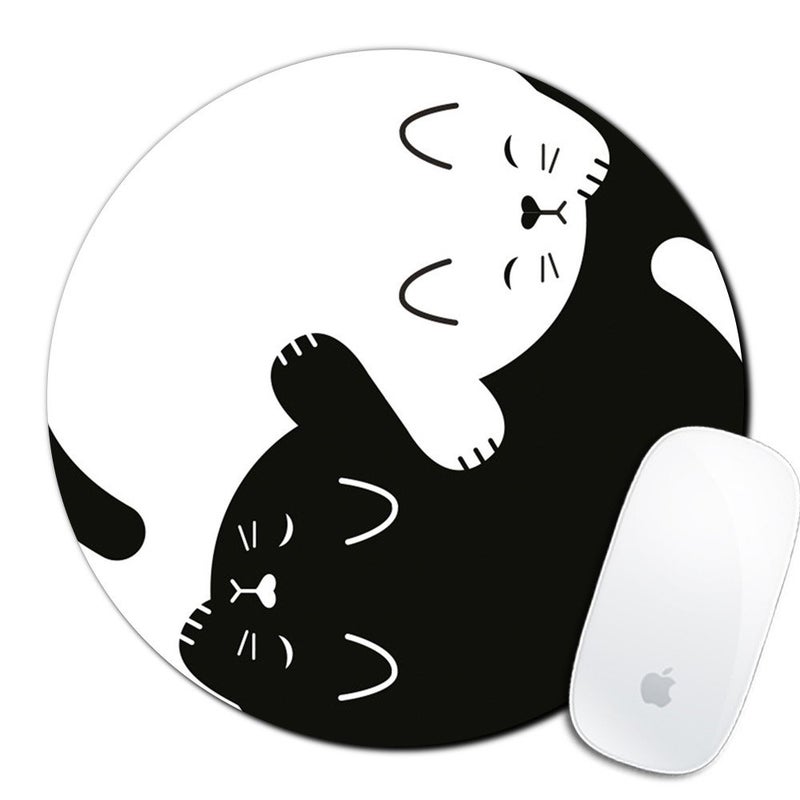 Boolavard Cat Custom Mouse Pad Gaming Mat Keyboard Pad Waterproof Material Non-Slip Personalized Round Mouse pad (7.8x7.8x0.08Inch) - Image 1